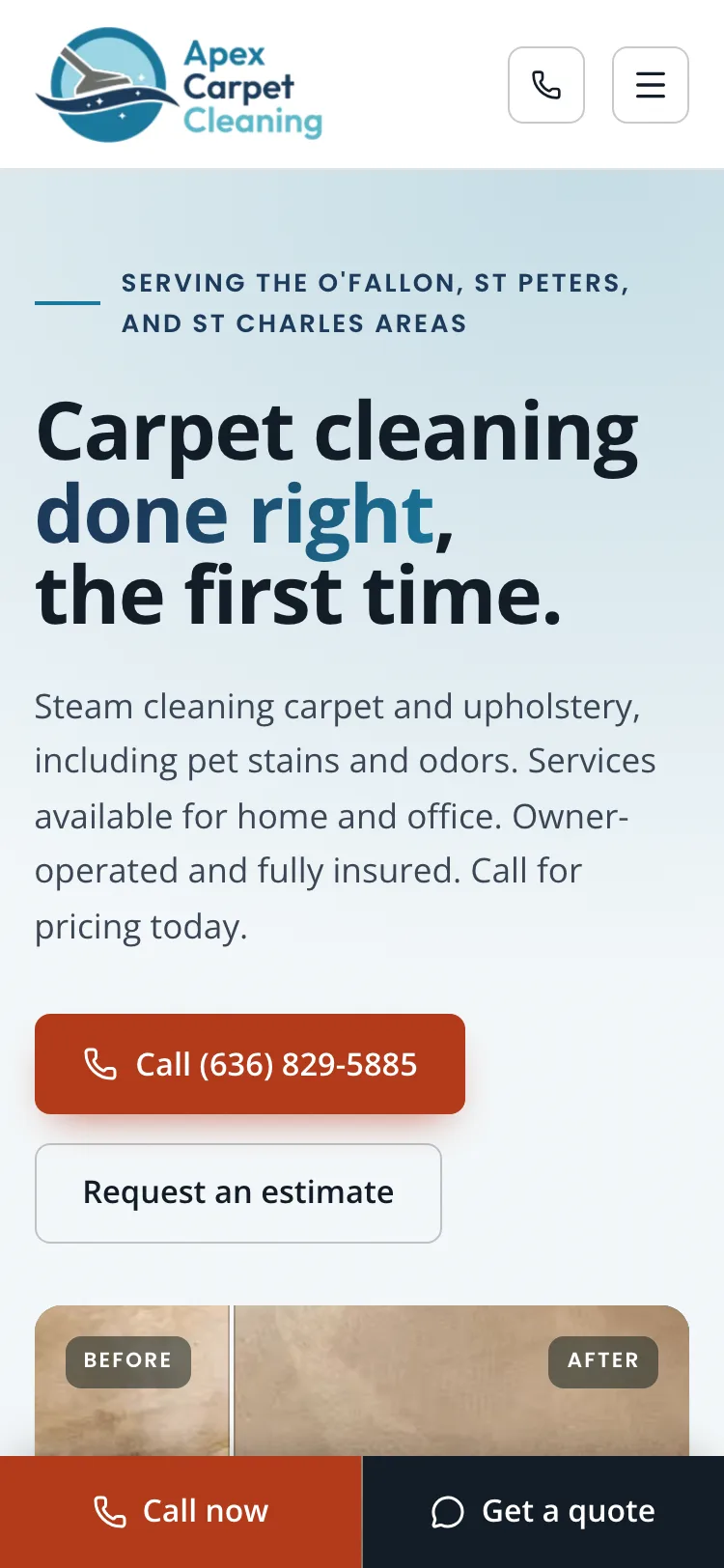 Apex Carpet Cleaning mobile view